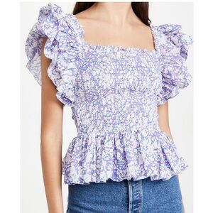 NWT Love the Label Ines smocked top purple